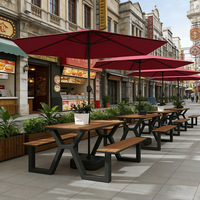 Ensemble table et bancs d'extérieur pour patio, loisirs en plein air, balcon, cour et jardin – Ensemble table et chaises intégrés