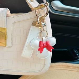 Nuevo Llavero de Diseño de Lujo de <span class=keywords><strong>Minnie</strong></span> Mouse, Llavero de Cuero PU con Lazo y Orejas de Ratón, Colgante para Bolso de Mujer - Product Image 4