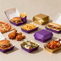 Boîte à nourriture en papier alimentaire biodégradable imperméable durable pour hamburger, frites, pizza, salade, rassemblement de fans de football