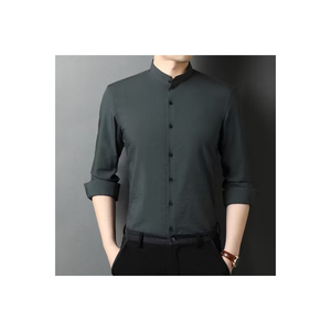 Camisa de esmoquin de negocios de talla grande, nueva, de moda de verano 2020, 100% algodón, con cuello alto, transpirable, antiencogimiento, teñida con hilo - Product Image 1