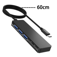 Adaptateur multiport pour concentrateur USB-C à 5 ports avec emplacements pour cartes USB 3.0, USB 2.0, SD et TF pour MacBook, iPad, Chromebook, PC, etc.