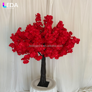 Árbol de Flores de Cerezo Pequeño de 1.2m para Decoración de Fiestas y Bodas, Árbol Floral Decorativo Rojo para Escritorio - Product Image 1