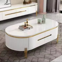 Ensemble de tables basses en marbre noir au design moderne et épuré, meuble TV de luxe, table centrale pour le salon de la maison