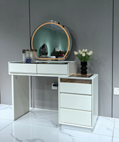 Coiffeuse élégante avec miroir intégré et double vitrage, style bois MDF, pour chambre à coucher et maison