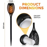 12 33 51 72 96 leds Tiki Feu Clignotant Danse Décoration de Paysage En Plein Air Lumière De Flamme Solaire pour le Jardin De Cour Chemin Patio Plage