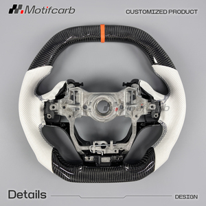 Volante Deportivo Personalizado de Fibra de Carbono con Empuñaduras de Cuero Perforado Blanco para Lexus LC 500 500h Coupé 2016-2026 - Product Image 5