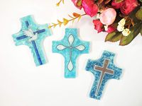 Artisanat en verre fait main, colombe blanche en croix, 8x12 cm, cadeau religieux de Pâques - Fournitures religieuses pour la famille