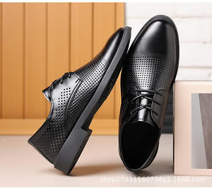 Chaussures habillées décontractées noires pour hommes, chaussures de conduite respirantes pour hommes, chaussures habillées et Richelieu en cuir tendance pour hommes grandes tailles - Product Image 4