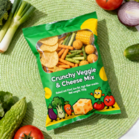 Sacs de rangement pour aliments en aluminium argenté rouge vert personnalisés avec fermeture arrière, sachets pour chips et biscuits