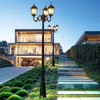 Lampadaire LED Extérieur Étanche en Aluminium Style Rétro Européen 3m pour Jardin, Cour, Villa et Aménagements Paysagers