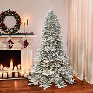 Xmas PE PVC Mixed Artificial Christmas <b>Tree</b> with Metal Stand White Snowflakes LED <b>Lights</b> for Indoor/Outdoor Use - Product Image 2