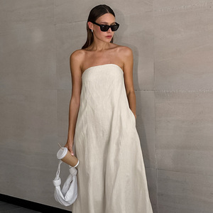 <span class=keywords><strong>Robe</strong></span> <span class=keywords><strong>mi</strong></span>-<span class=keywords><strong>longue</strong></span> sexy sans bretelles coupe trapèze antistatique pour femme, en coton et lin <span class=keywords><strong>kaki</strong></span>, style décontracté pour les vacances, taille empire, idéale pour l'été - Product Image 6