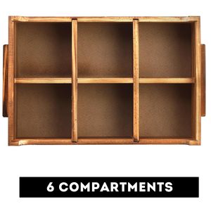 Caja de almacenamiento de madera con compartimentos, organizador rectangular para encimera, para bolsitas de té, dulces, color quemado retro YL240506 - Product Image 4