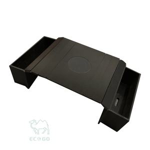 Table d'appoint pliable moderne en bambou laqué noir pour canapé, design antidérapant pour collations et boissons - Product Image 1