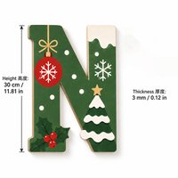 Décor mural en bois lettres de l'alphabet de Noël 30 cm – Panneaux festifs pour la maison, les fêtes, les arrière-plans et les coins photo – Ensemble de décoration