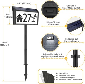 Letreros de Número de Casa con Luces LED Solares para Exteriores, Placa de Dirección Personalizada, Placa de Puerta Moderna con Energía Solar - Product Image 5