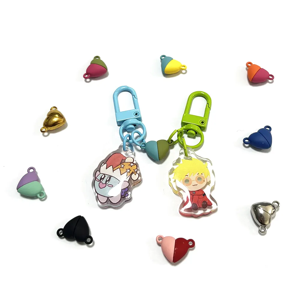 Manufacture Custom Acrylic Anime Charm Key chain with Heart Magnet