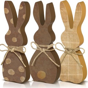 Wooden Easter Bunny Tray Decoration MDF Handmade Indoor Table Centerpiece For Easter - Product Image 1