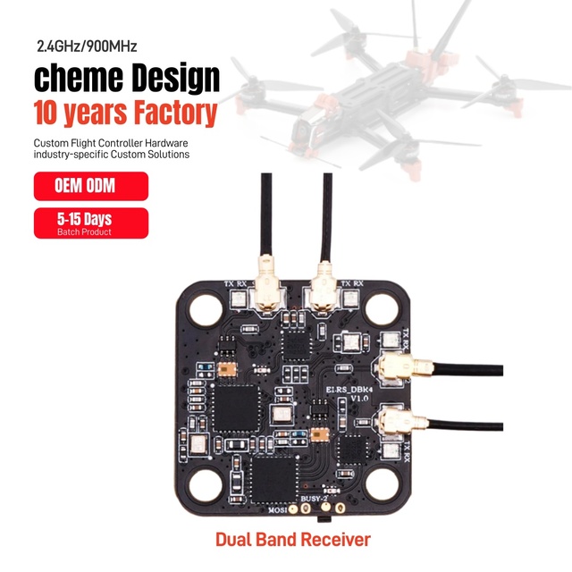 RadioMaster DBR4 Dual-Band Gemini ExpressLRS Receiver 2.4GHz & 915MHz/868MHz True Diversity 100mW Telemetry for Nomad Module