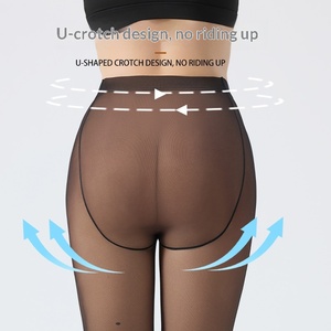 Custom Autumn Winter <strong>Women's</strong> Faux Sheer Black Skin-Tone Plus-Size Mid-Calf <strong>Leggings</strong> <strong>Fleece</strong> <strong>Lined</strong> Tights Seamless <strong>Women</strong> Tights - Product Image 2