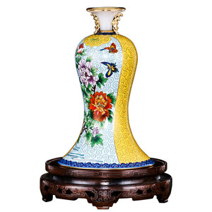 Luxe artisanal cloisonné émail cuivre Vase artistique décoratif maison ornement exquis Style chinois pékin fleur navire - Product Image 1