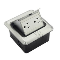 Prise électrique escamotable carrée encastrée pour table, 10A, 2 prises, en alliage d'aluminium, pour usage commercial