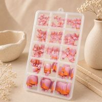 Ongles d'orteils en acrylique à pression, couvrance totale, French Manucure, courts, carrés, couleurs mélangées, pour salon de manucure, avec colle
