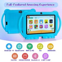 Tablette pour enfant 7 pouces Android 14 Quad Core (2 Go + 2 Go) 4 Go + 32 Go compatible WiFi Tablette PC pour enfants avec étui