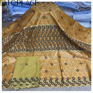 Tissu en Dentelle Polyester <span class=keywords><strong>Bazin</strong></span> <span class=keywords><strong>Riche</strong></span> Nigérian avec Pierres, Ensemble <span class=keywords><strong>Bazin</strong></span> Imprimé <span class=keywords><strong>2022</strong></span> pour Vêtements de Fête - Product Image 5