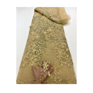 <span class=keywords><strong>สี</strong></span><span class=keywords><strong>เหลือง</strong></span><span class=keywords><strong>ทอง</strong></span>เลื่อมผ้าชุดเจ้าสาวงานแต่งงานT Ulleตาข่ายสุทธิลูกไม้ 3Dดอกไม้เย็บปักถักร้อยลูกไม้<span class=keywords><strong>ผ้า</strong></span> - Product Image 1