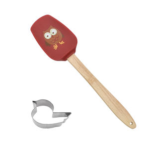 Ensemble d'ustensiles de cuisson en silicone de qualité alimentaire, moule à biscuits en forme de canard en acier inoxydable avec spatule en silicone à motif hibou, adapté à la pâtisserie en cuisine - Product Image 1