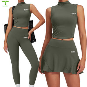 Neuankömmling 3-teiliges Yoga-Set Skinny Tank Top Yoga-Leggings für Frauen 2-teiliges Tennisrock-Set für Damen - Product Image 2