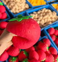 Jouet Squishy Authentique en Gros, Grande Fraise Réaliste à Presser, Jouets Anti-Stress Souples en Forme de Fraise