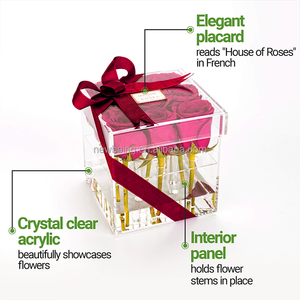 Bán Sỉ Bao Bì Đặt Làm Bó Hoa Hồng Bảo Quản Đám Cưới Trong Suốt Hình Vuông 9 Lỗ 6X6 Hoa Acrylic B - Product Image 3