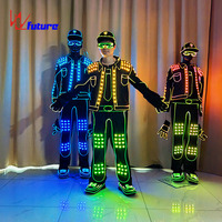 Vente chaude LED Fibre Optique Costume DJ Costumes Vêtements LED Lumières Lumineux Scène Danse Performance Spectacle Robe pour Boîte de Nuit