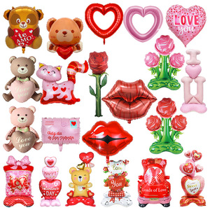 Nouveaux ballons en feuille de fleurs artificielles pour la Saint-Valentin, anniversaire, décoration d'ambiance, fournitures de fête, ballons de fleurs à main de dessin animé - Product Image 2