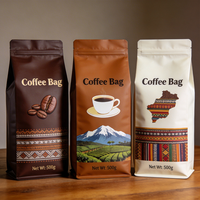 Sachet de café refermable à fermeture éclair, personnalisé, imprimé, résistant à l'humidité, en Mylar, pour la préparation du café