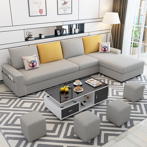 Juego de sofás de tela en forma de L, extraíbles y lavables, de 235-300 cm, estilo moderno minimalista para apartamentos pequeños - Product Image 4
