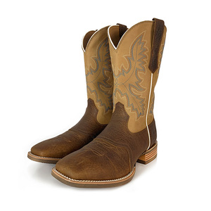 Bottes de cowboy western pour hommes, talon bas en fer à cheval, bout carré, protection des pieds en cuir, bottes d'équitation élégantes et confortables - Product Image 5