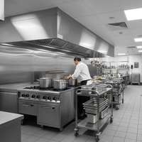 Ensemble complet d'équipements de cuisine en acier inoxydable pour restaurant et hôtel