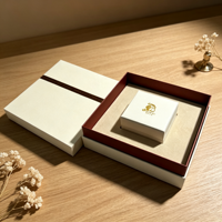 Boîte à couvercle rigide double couche écologique personnalisable, avec décoration en ruban et plateau intérieur en velours |   Coffret cadeau de bijoux haut de gamme