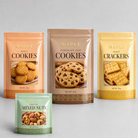 Sachets personnalisés imprimés avec ouverture supérieure large pour biscuits, craquelins et noix