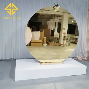 Penjualan Laris Latar Belakang Perjamuan Pernikahan PVC Bulat Cermin Mewah