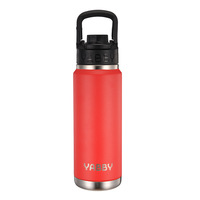 Termo Deportivo de Acero Inoxidable de Doble Capa con Recubrimiento Plástico de Color Sólido para Exteriores, con Anillo de Elevación Creativo, Taza Térmica Grande