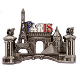 Romantic France Paris Fridge Magnet with hollow antique plating for Refrigerator Sticker