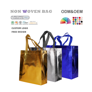 Wholesale Price Custom Printed Recycle Reusable Biodegradables Holographic Gold <strong>Silver</strong> PP Laminated Non Woven <strong>Tote</strong> Shopping <strong>Bag</strong> - Product Image 1