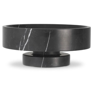Mangkuk Batu Marmer Hitam <span class=keywords><strong>Marquina</strong></span> dengan Alas - Product Image 1