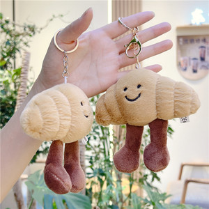 Lindos croissants animales muñecas juguetes de peluche suave forma 3D estilo de dibujos animados niñas llaveros bolsas colgantes al por mayor - Product Image 4