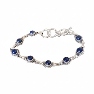 Pulsera de tenis de plata de ley 925 chapada en oro con lapislázuli, estilo bohemio, hecha a mano, regalo para mujer, en tendencia - Product Image 1