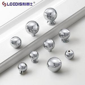 LGEDIS Brass Round Cabinet Knobs Chrome Plated Minimalist Furniture <b>Hardware</b> for Drawer <b>Wardrobe</b> Door Handles - Product Image 1